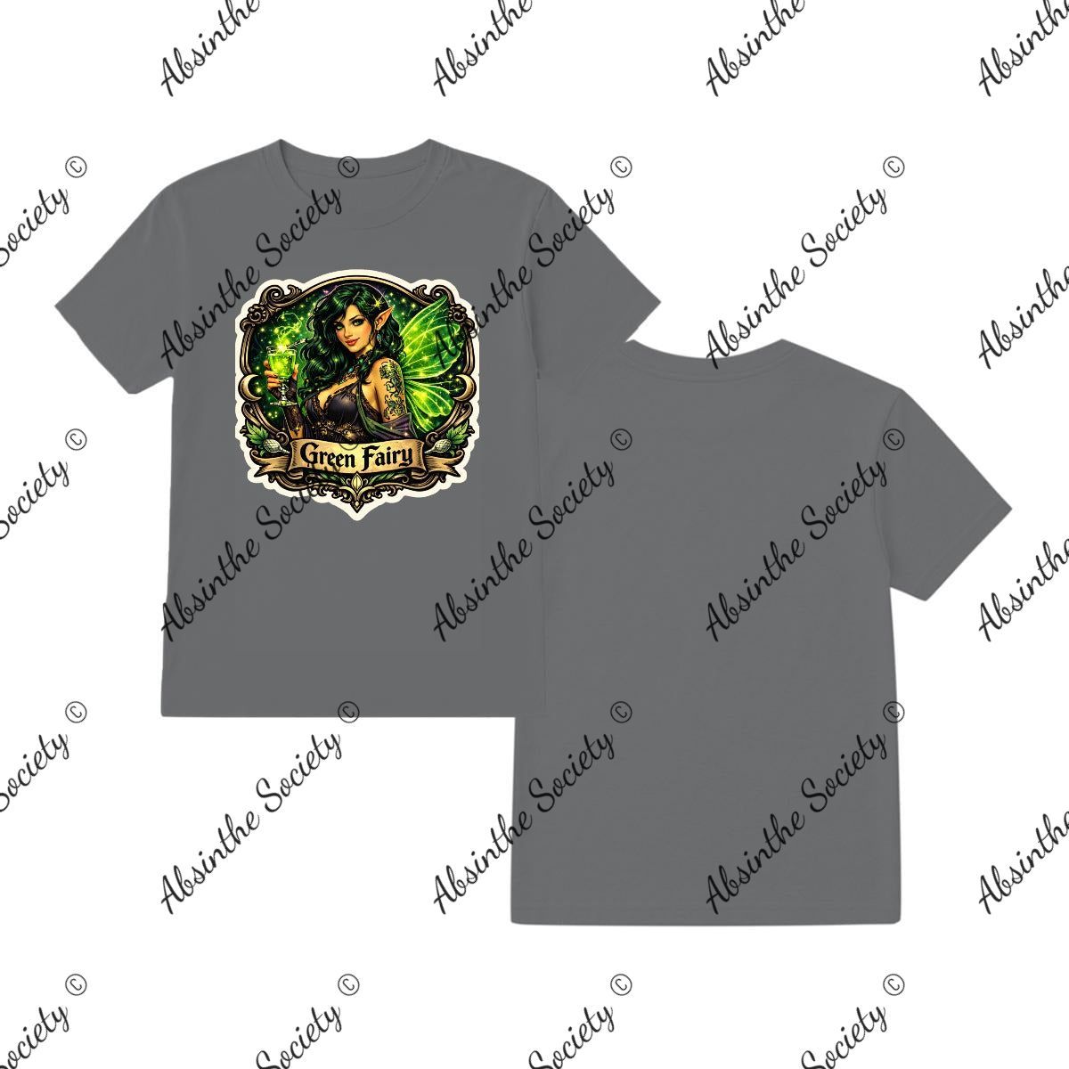 Green Fairy - Small Shield T-Shirt Printed in USA Charcoal