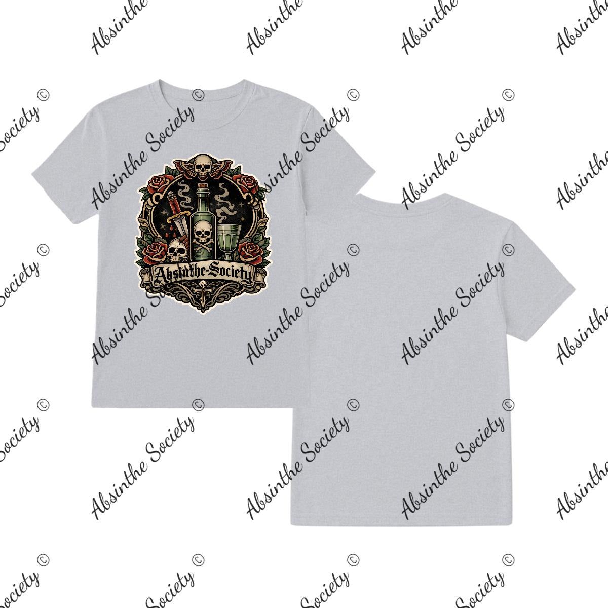 Absinthe Society Old Skool Tattoo Inspired - T-Shirt Printed in USA Sport Grey