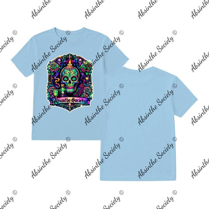Absinthe Society Sugar Skull- T-Shirt Printed in USA Light blue