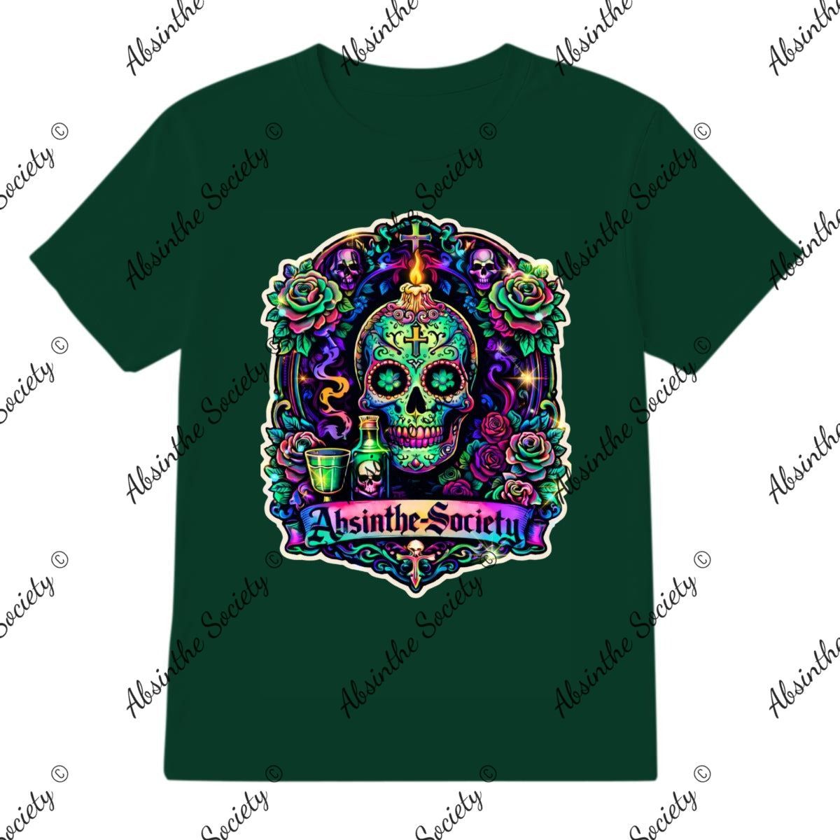 Absinthe Society Sugar Skull- T-Shirt Printed in USA